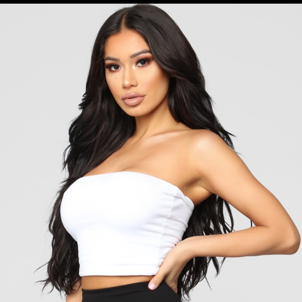 White bandeau tube top